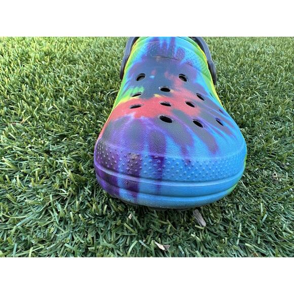 CROCS Classic Fur Lined Clog US W7 Mens 5 Tie Dye Shearling Mule Slipper Shoes - Picture 8 of 12